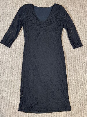 Unbranded Womens XS S Black Lace Sheath Midi Dress Whimsigoth Witch Fairy Goth