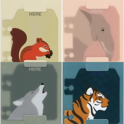 Rollbahn Zoo For Memo Bookmarks Set Of 4 Here Tiger Wolf Elephant