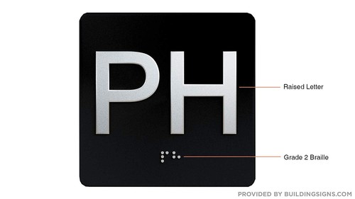 PH Elevator Jamb Plate Sign (Penthouse JAMB Plate) with Braille ..-REF24-1027 - Picture 2 of 4