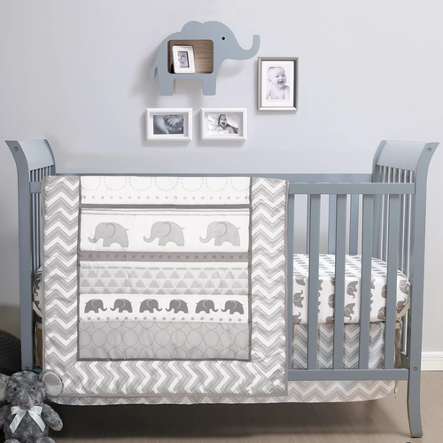 Elephant Walk Crib Bedding Set for Baby Boys or Baby Girls, 3 Piece Nursery Set - Picture 11 of 11