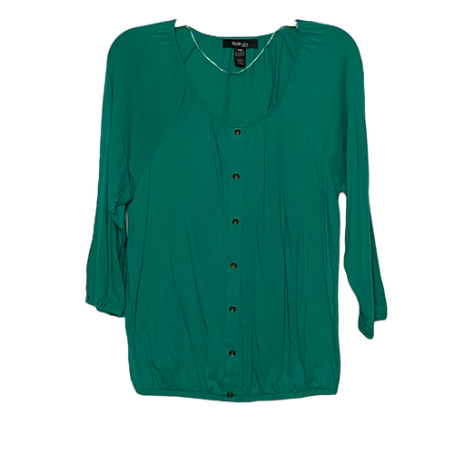 Style & Co Women Shirt Set of 2 3/4 Sleeve Faux Button Elastic Waist Petite PM - Picture 2 of 8