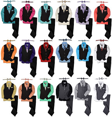 JL40 Johnnie Lene Pinstripe Boys Formal Dresswear Vest Set 