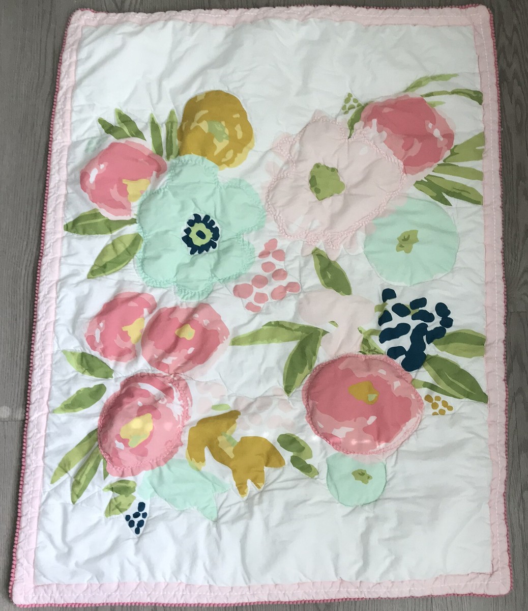 Cloud Island Baby Blanket Pink Flower Quilted Crib Comforter