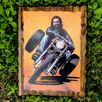 David Mann Biker Art Easyrider Centerfold Wall Hanging 70s Wood