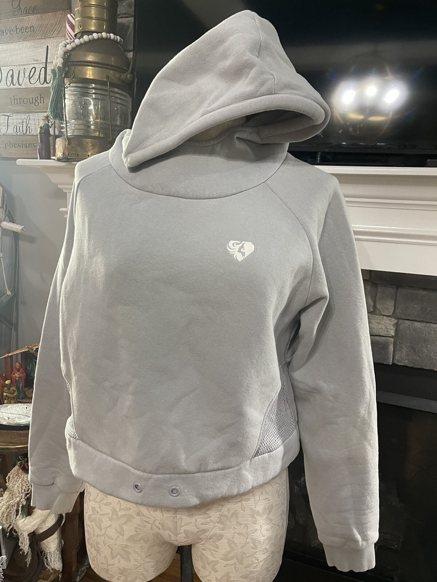 Women’s Best Power Cropped Workout Top Hoodie Sweatshirt Size Small Grey
