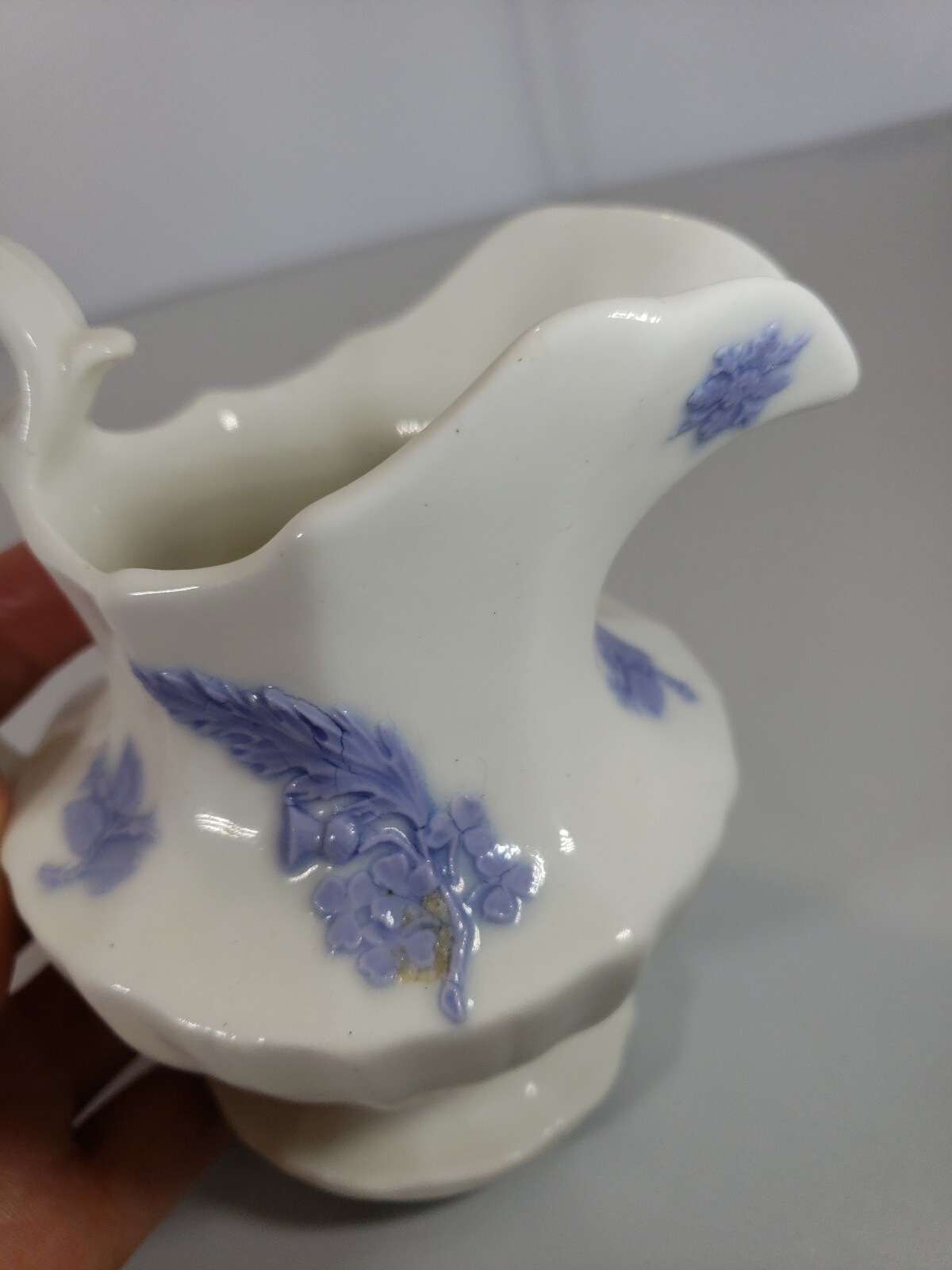 Antique Chelsea Ware Staffordshire Creamer Semi Porcelain Sprig 