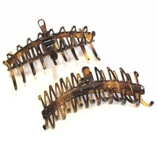 Extra Large Grip Long Thick Hair Claw Jaw Clip Clasp Women Brown Made in France