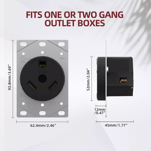 NEMA TT-30R 30A 125V RV Outlet-3-Prong Flush Mount Receptacle,UL Listed,2-Pack - 第 2/6 張圖片