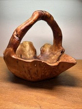 Vintage Burl Wood Basket Bowl Rustic Beautiful Handmade Artisan