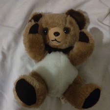 Vintage 70s Russ Berrie Teddy Bear Brown Small 7" Sitting Bow Tie "Teddy" 1979