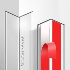 4 Pack Wall Corner Protector, 48.0in x 1.18in, Clear