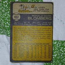 Topps Ronald Mark Blomberg #462 New York Yankees Baseball Card