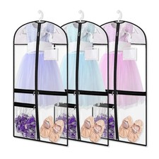 3 Pack Clear PVC Dance Costume Bags, 39 Inch Garment Bag for Dance Competitio...