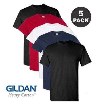Gildan (5-pack) Bulk Solid Heavy Cotton Short Sleeve Blank Tee T-Shirt S-5XL New