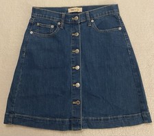 GAP 1969 Blue Denim Button Up A-Line VTG Y2K Skirt, Women  s Size 2 EUC