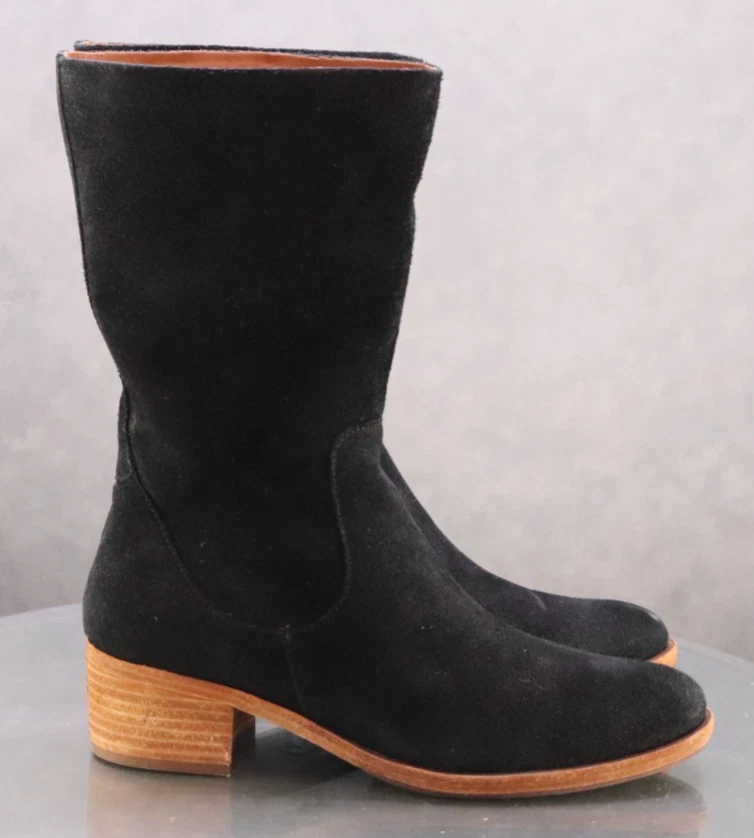 Kork Ease Mercia $200 Women's Side Zip Mid Calf Boots Size 8.5 Suede Black EUC - Image 4 of 4