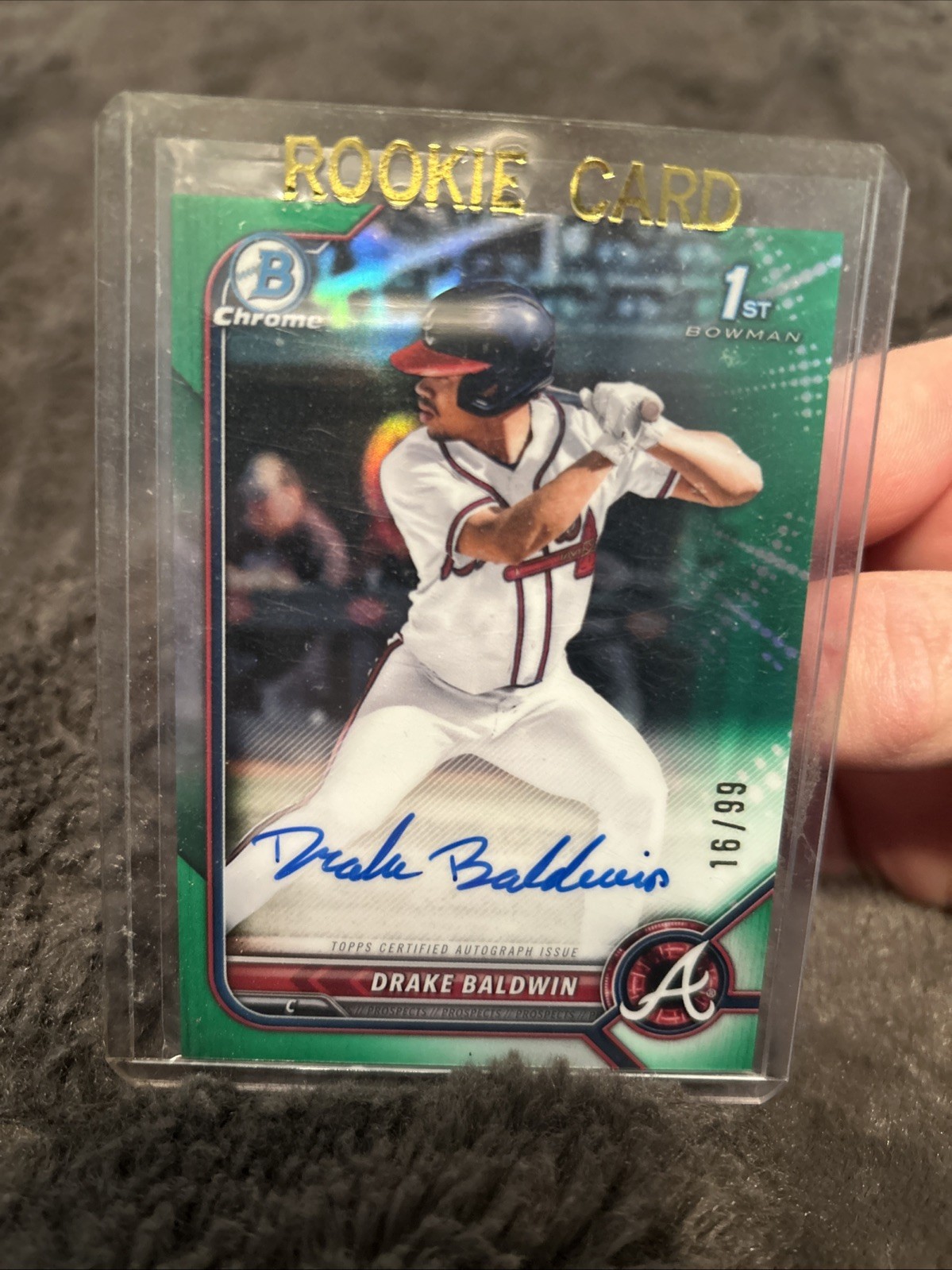 2022 Bowman Draft Drake Baldwin Chrome Green Auto 1st /99 #CDA-DBN Braves ROY