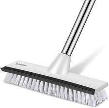 Floor Scrub Brush with 51-Inch Long Adjustable Handle 2 in 1 Scrape Brush Stiff 