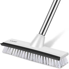 Floor Scrub Brush with 51-Inch Long Adjustable Handle 2 in 1 Scrape Brush Stiff 