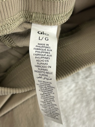 ALO Yoga Co-Op Pant Womens Large Jogger Stretch Lightweight Logo Beige - Picture 12 of 18