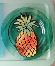 Jan Mitchell-Larsen Fused Art Glass Small Plate - Pineapple 