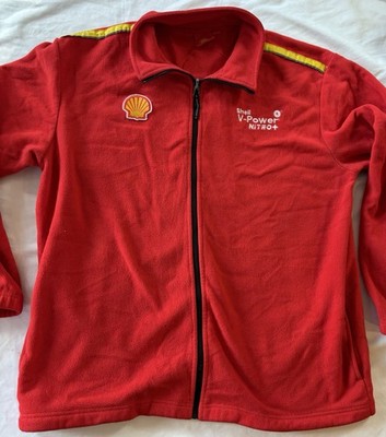 Shell V-Power Racing Jacket Red Fleece Full Zip Motorsport Unisex Nitro XL EUC