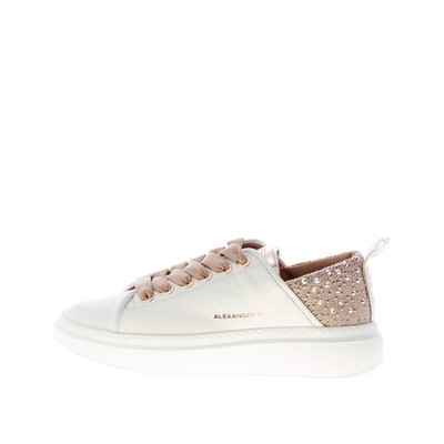 ALEXANDER SMITH Damen Schuhe Sneaker Wembley Leder Weiß und Sand Strass