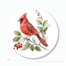 CHRISTMAS HOLLY BERRIES RED CARDINAL SCRAPBOOK STICKERS ENVELOPE SEALS FAVORS