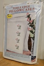 Jack Dempsey Perle Edge Pillowcases Stamp Hand Embroidery  1600-780 ROSEBUDS