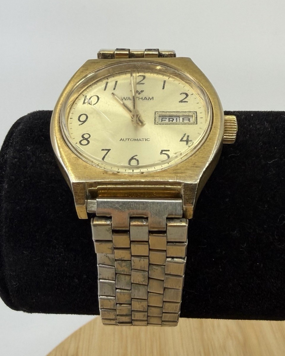 Vintage Waltham Automatic Gold Tone Men's Watch w/Day & Date