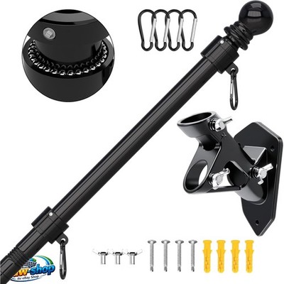 Wandmontierter Fahnenmast 6FT Edelstahl Schwarz für Haus & Gewerbe