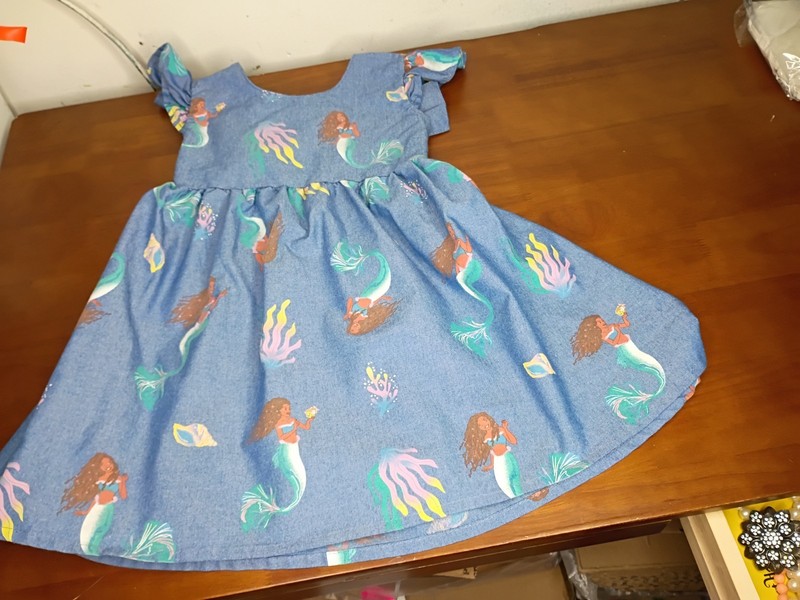 Disney Little Mermaid dress 4T live action film blue tie back cut out
