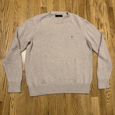 ALLSAINTS Kai Crew Pullover Knit Cotton Sweater Men  s Size Large Beige Jumper