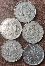 5x Barbados 10 Cent Coin  1979-2005 ￼
