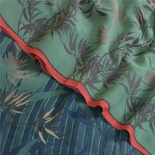 Sanskriti Vintage Sarees Green Pure Georgette Silk Printed Sari 6Yd Craft Fabric