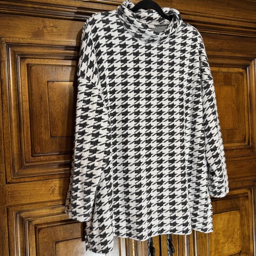 Chicos 4 Sweater Womens 2XL Houndstooth Cowl Neck Pullover Stretch Soft Knit Top - Picture 3 of 10