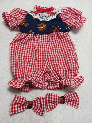 My Child doll --bears & gingham  rompers & matching hair bows--OOAK