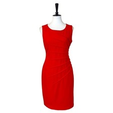New Directions Sheath Dress Size 6 Ruched Stretch Sleeveless Red Cocktail