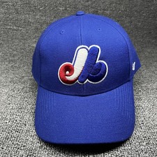 '47 Marca Montreal Expos MLB Antiguo Logo Azul Correa Sombrero Ala Curvada