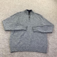 Bloomingdale's Sweater Mens Large Gray 100 Cashmere 1/4 Zip Mock Neck Pullover