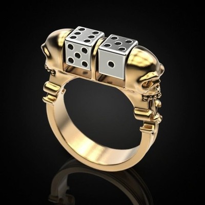 Spinner Dice Ring Punk Style Two Tone Adjustable Fidget Band Gothic Jewelry
