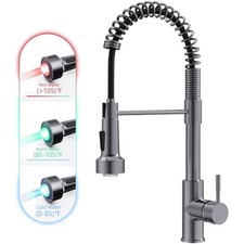 Modern Black Stainless Faucet with Dual Function Pull Down Sprayer and LED Light