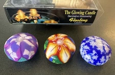 3 Vintage Glowing Floating Stain Glass Candles ~  Retro 90s ~ 2” Round