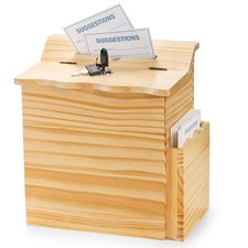 Wooden Suggestion Box with Lock and Keys Ball...