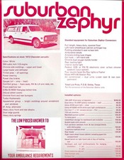 MODULAR AMBULANCE ZEPHYR 54 4 PAGES = 3 SINGLE SHEETS CHEVY SUBURBAN 1972-73