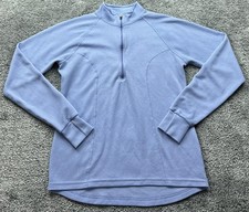 L.L. Bean Pullover Womens XS Blue Mock Neck 1/4 Zip Lightweight Made In USA