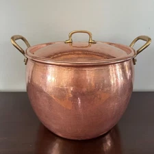 Ruffoni Italy Hammered Copper Stock Pot 14 Quart with Lid