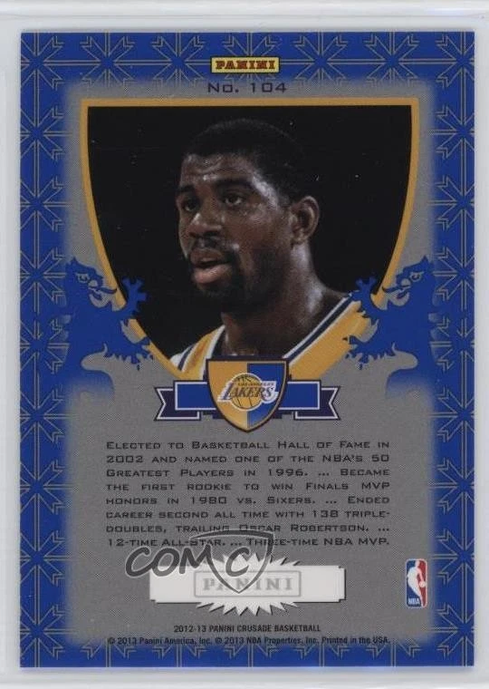 2012-13 Panini Crusade Crusade Blue Magic Johnson #104 HOF - Image 2 of 2