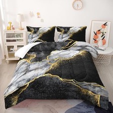 Black Gold Gray Marble Comforter Set King Size Black Gold Gray Bedding Set