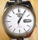 Vintage SEIKO 5 Men's Watch Automatic Japan Two Tone 7009 , Day/Date